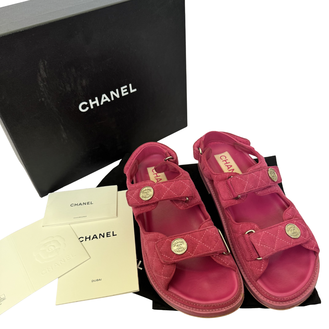 Chanel No. 5 Gate Interlocking CC Logo Flat Sandals - Size 39
