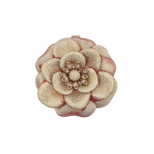 Judith Leiber Flower Minaudière Clutch in Rose Crystal