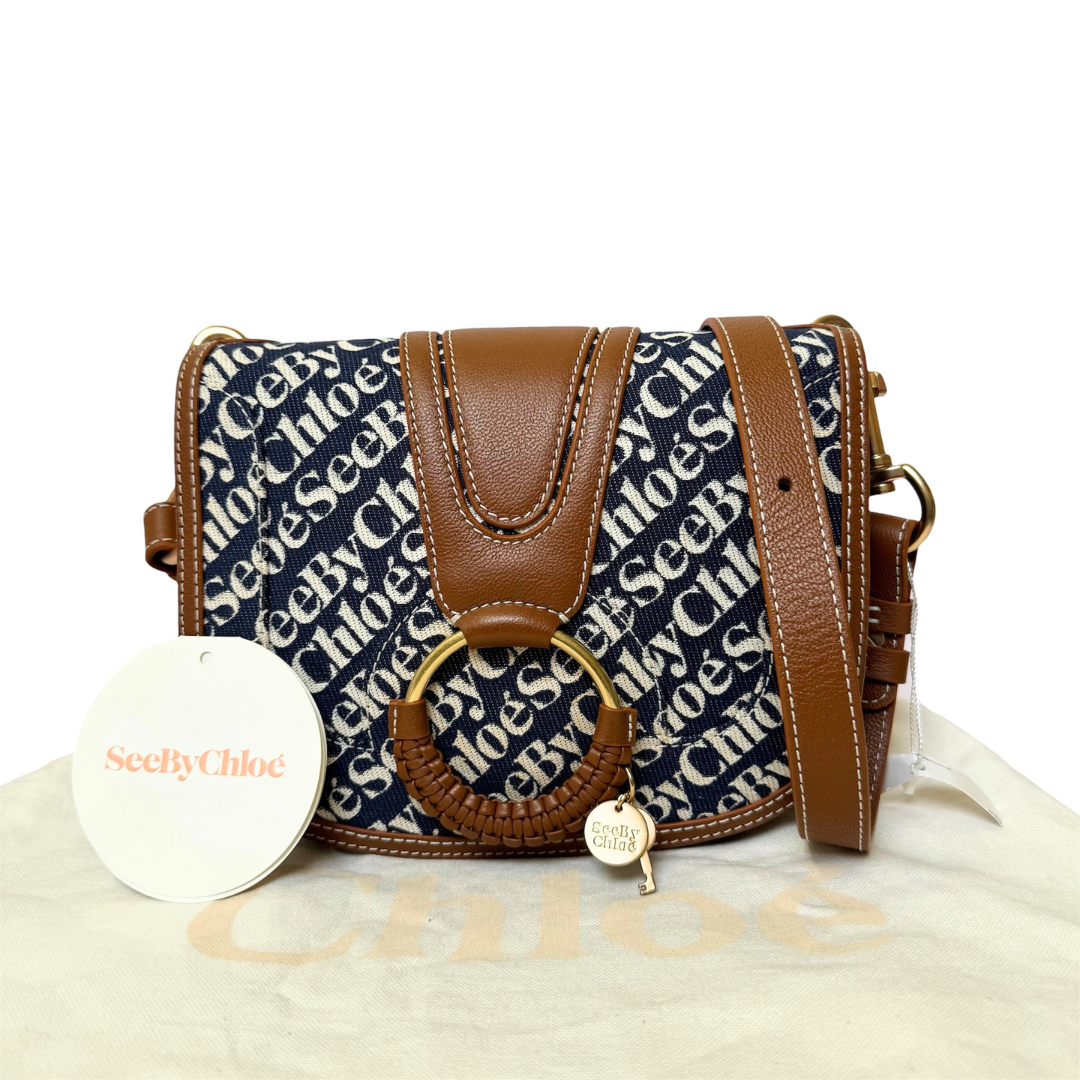 See by Chloé Hana Bag in Navy Monogram Canvas