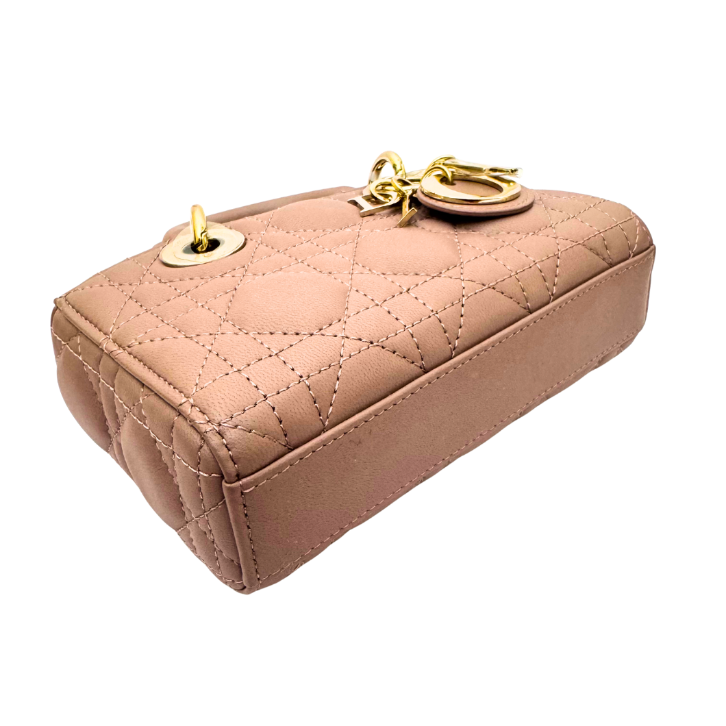 Christian Dior Micro Lady D-Joy Bag in Peony Rose Cannage Lambskin