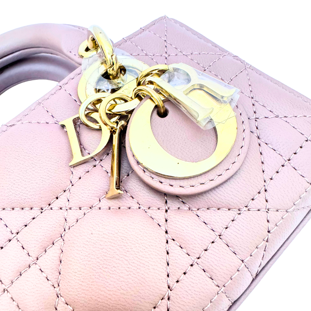 Christian Dior Micro Lady D-Joy Bag in Peony Rose Cannage Lambskin