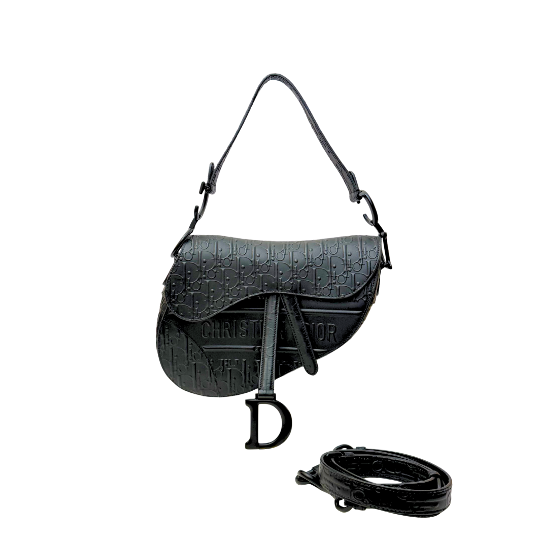 Dior Saddle Bag in Black Oblique Embossed Calfskin