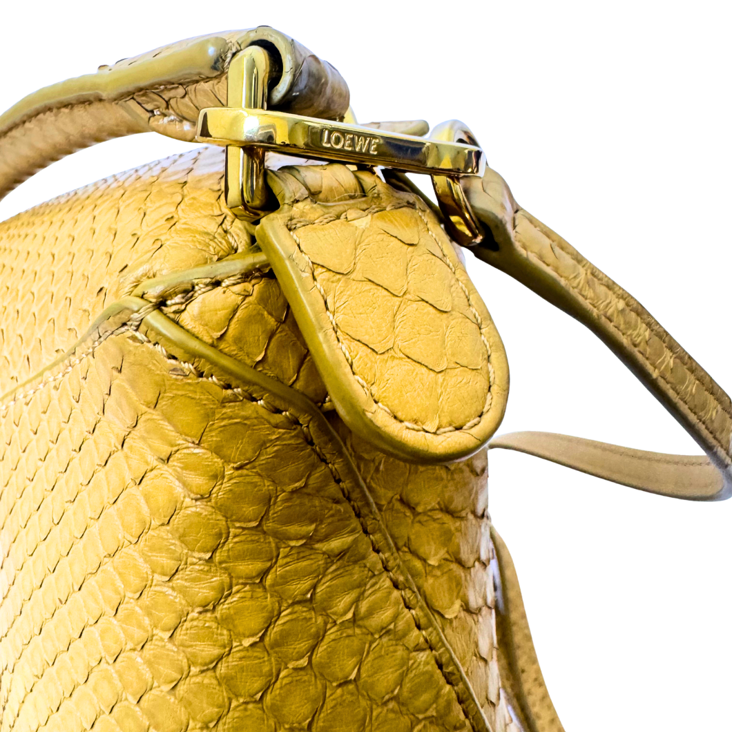 Loewe Mini Puzzle Bag in Mustard Python