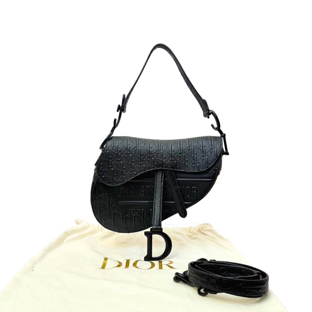Dior Saddle Bag in Black Oblique Embossed Calfskin