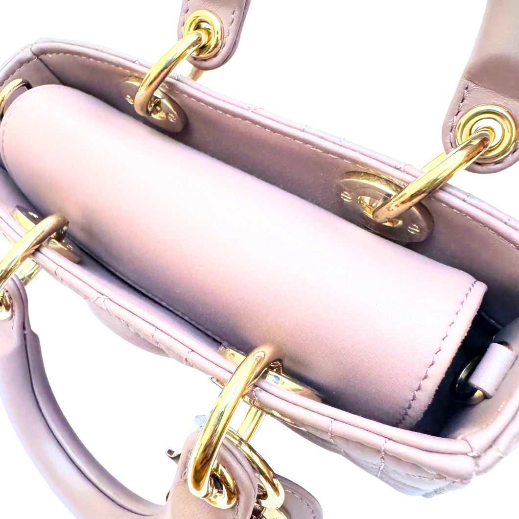 Christian Dior Micro Lady D-Joy Bag in Peony Rose Cannage Lambskin