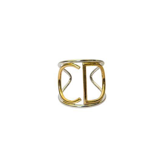 Christian Dior CD Cuff Bracelet in Silver and Gold-Tone
