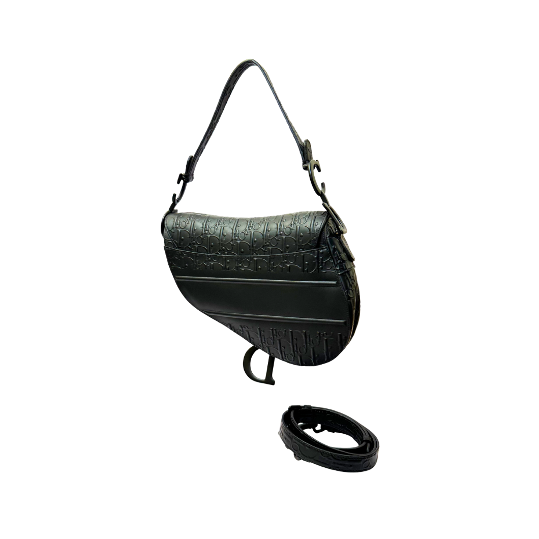 Dior Saddle Bag in Black Oblique Embossed Calfskin