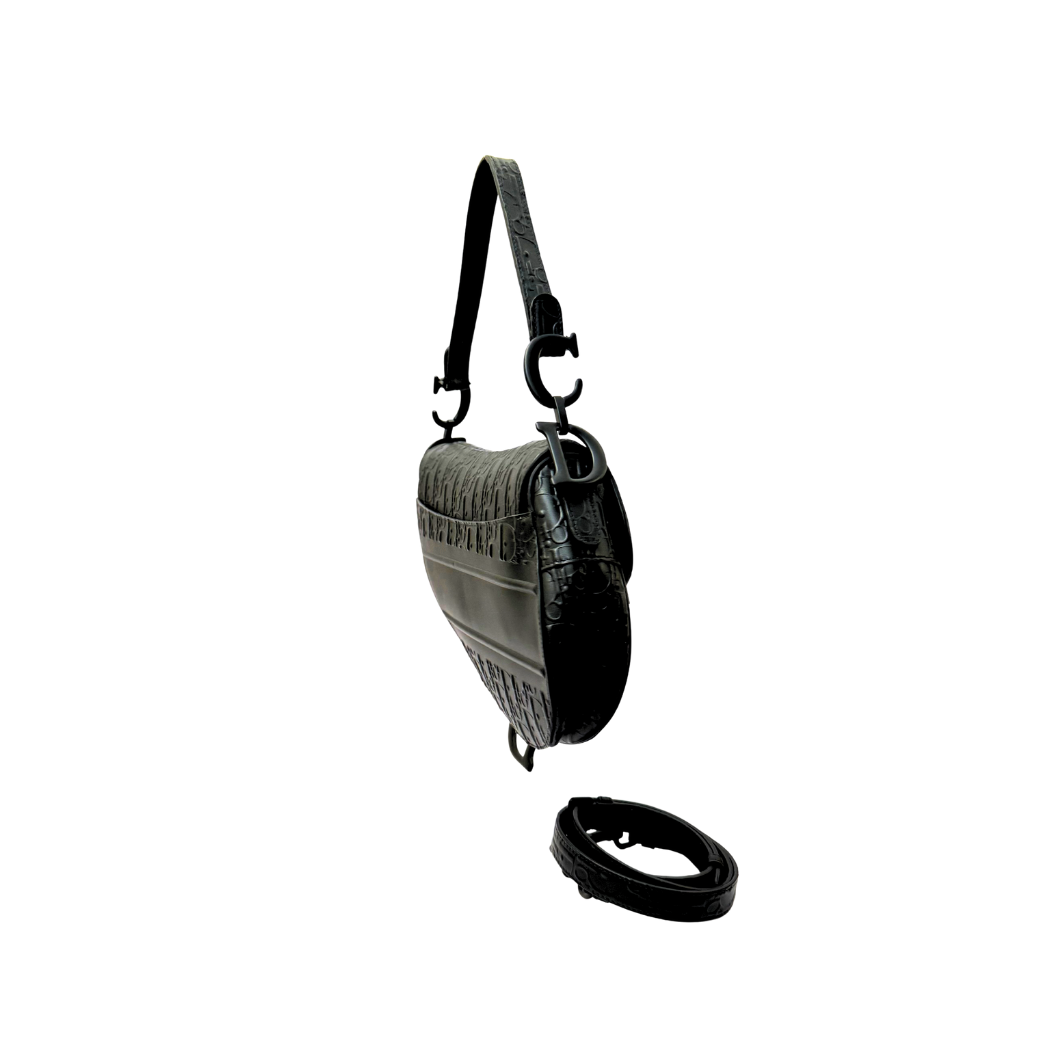 Dior Saddle Bag in Black Oblique Embossed Calfskin
