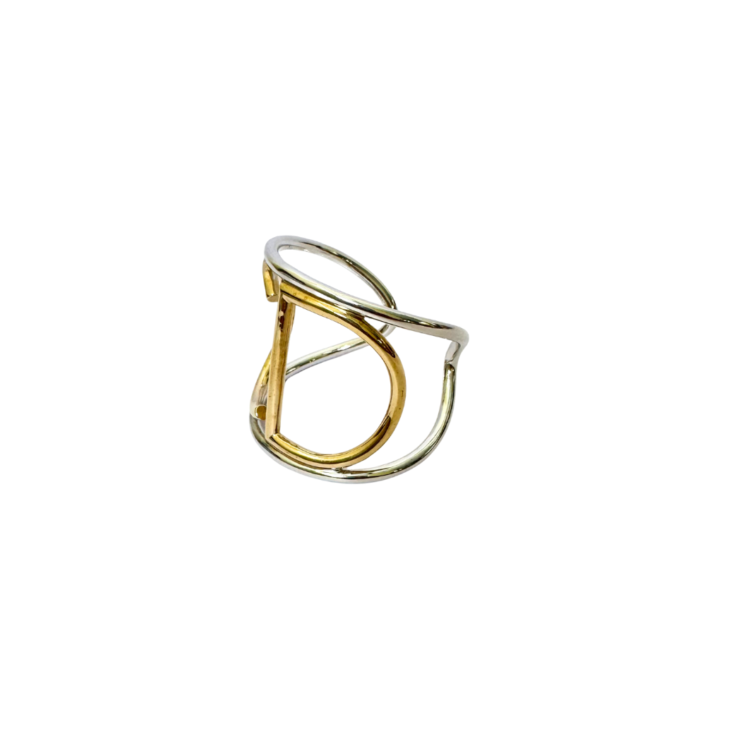 Christian Dior CD Cuff Bracelet in Silver and Gold-Tone
