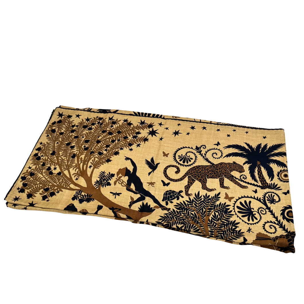 Hermès Sous Le Charme d'Orphée Silk Scarf in Brown and Black