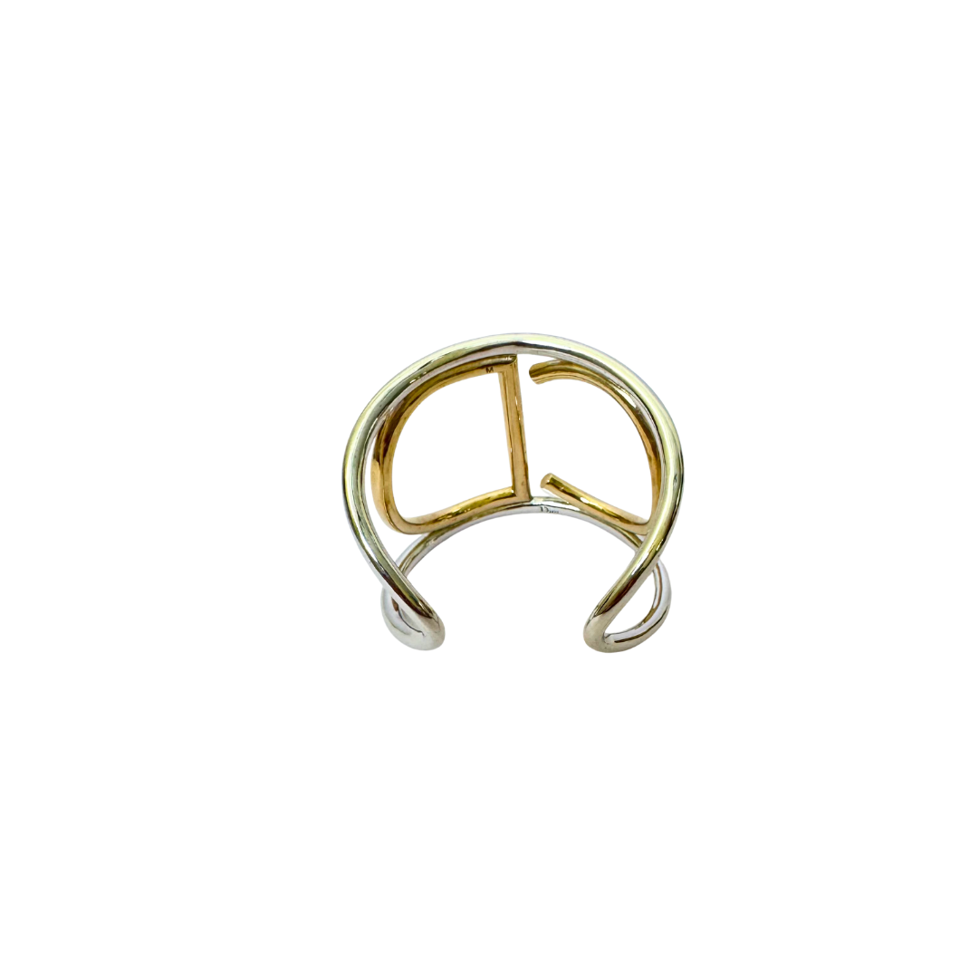 Christian Dior CD Cuff Bracelet in Silver and Gold-Tone