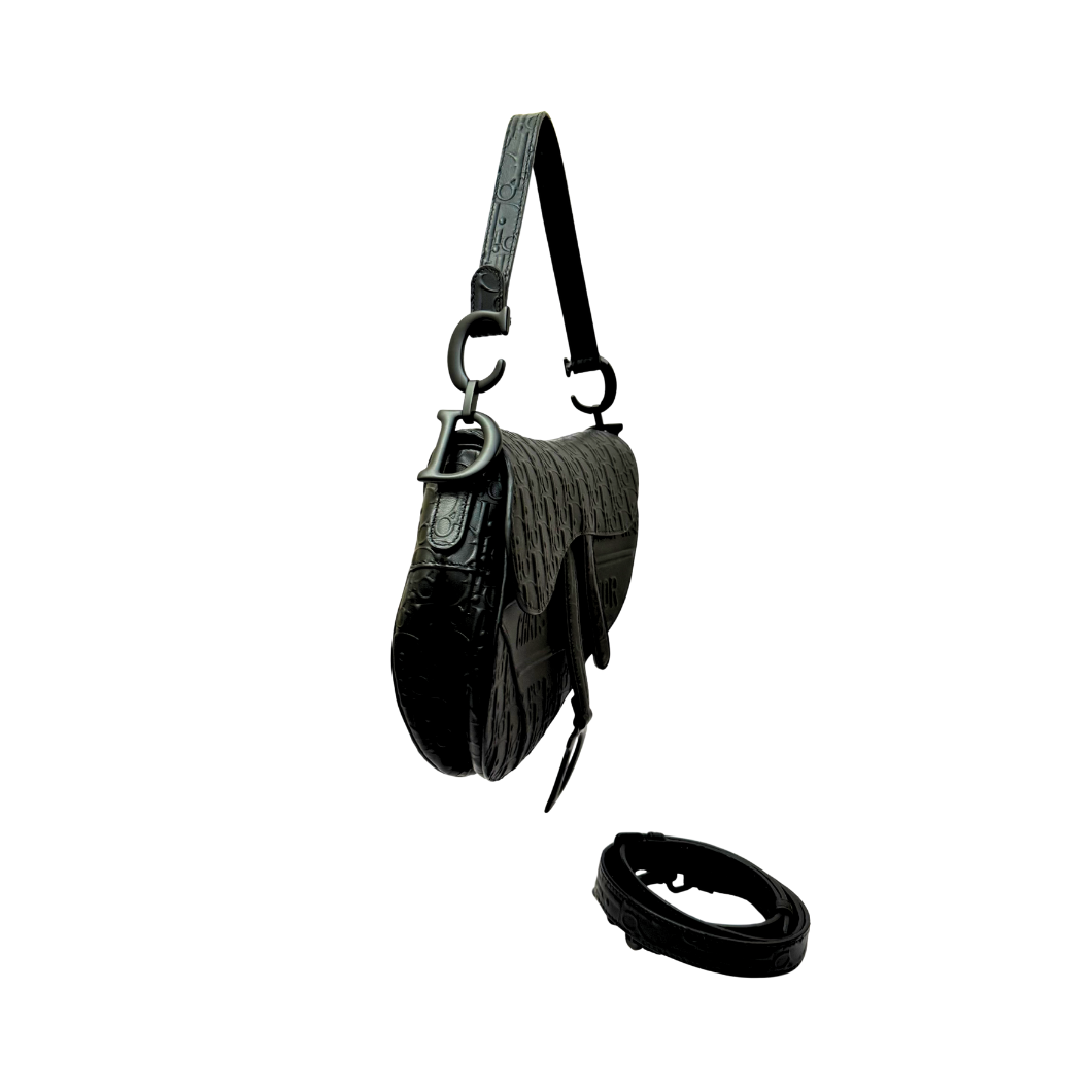 Dior Saddle Bag in Black Oblique Embossed Calfskin