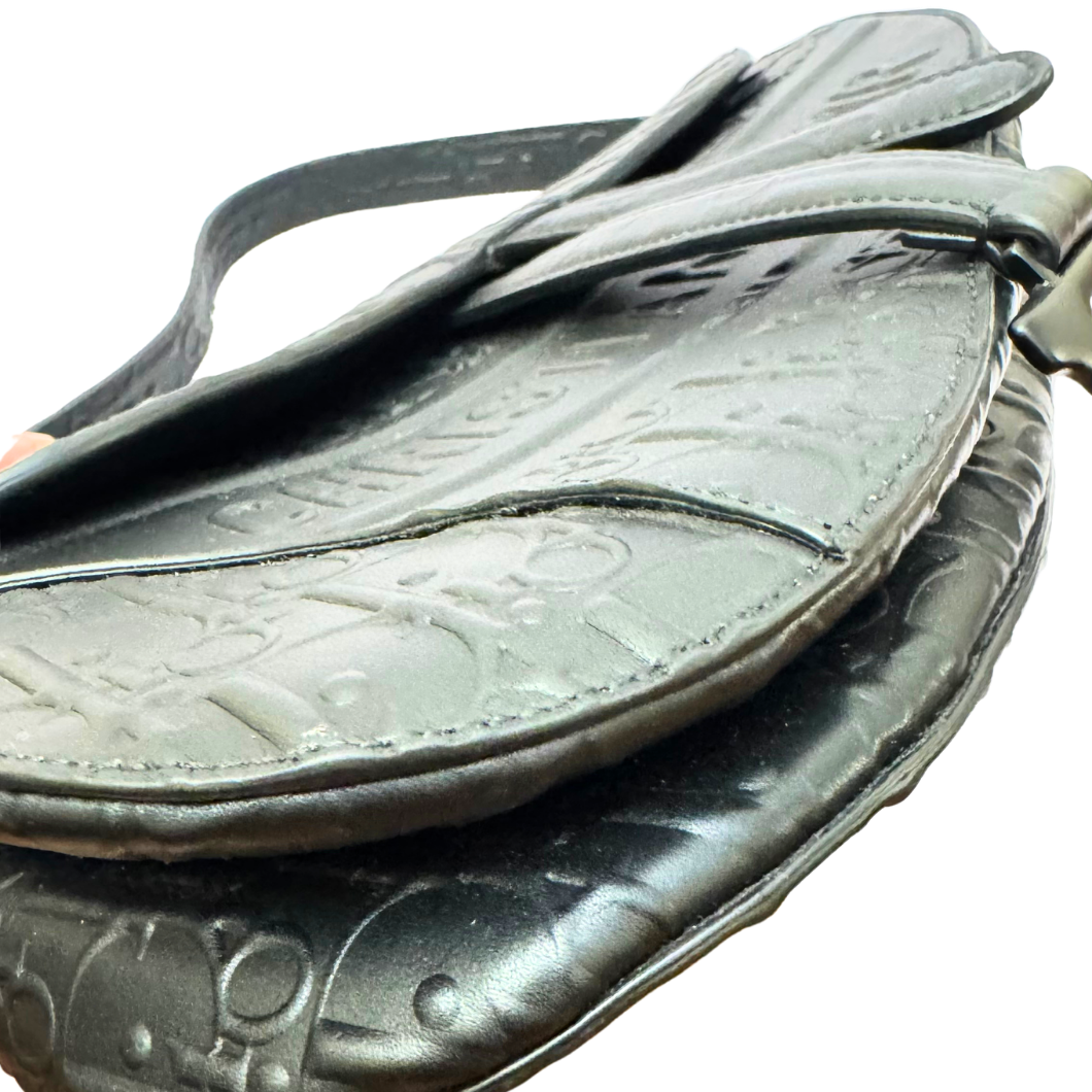 Dior Saddle Bag in Black Oblique Embossed Calfskin