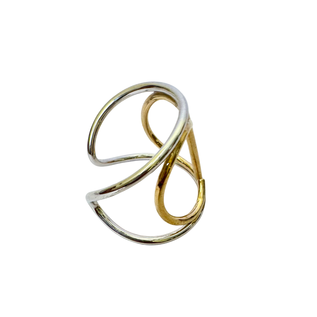 Christian Dior CD Cuff Bracelet in Silver and Gold-Tone