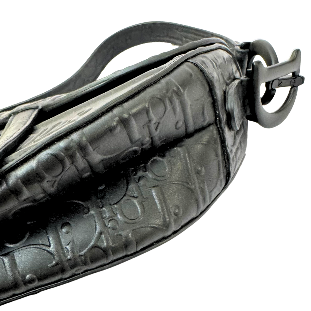 Dior Saddle Bag in Black Oblique Embossed Calfskin