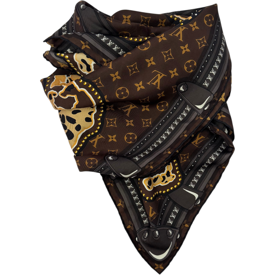 Louis Vuitton Silk Square Scarf with Monogram Print