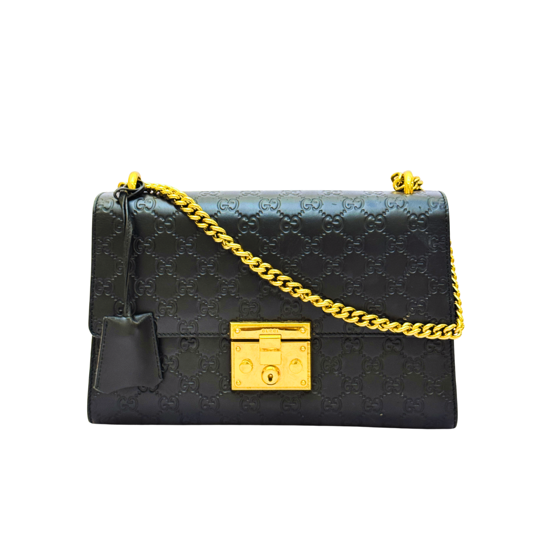Gucci Padlock Large Shoulder Bag in Black Guccissima Leather