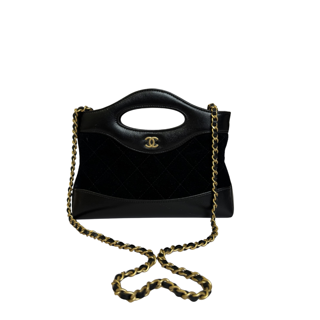 Chanel 31 Mini Shopping Bag in Black Velvet and Lambskin