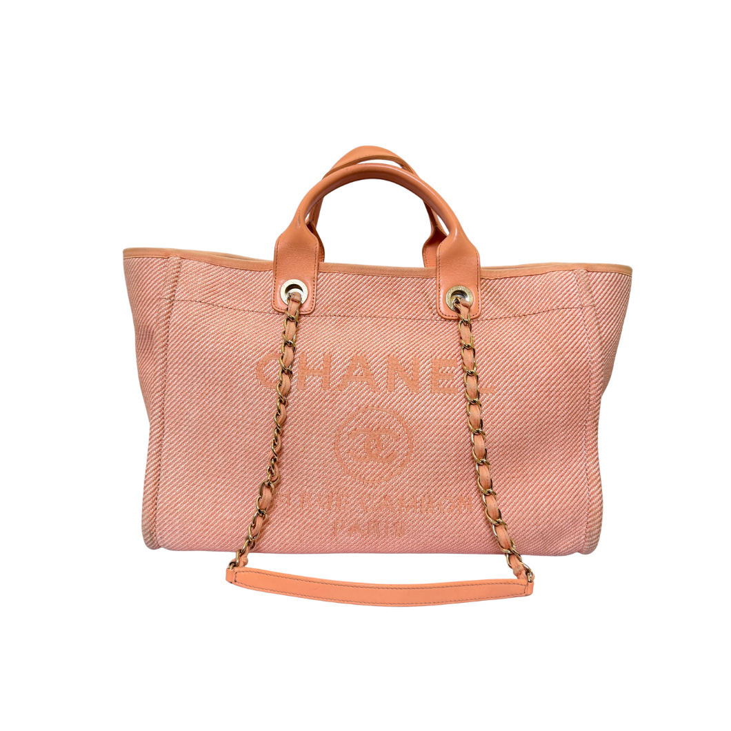 Chanel Deauville Large Tote in Peach Canvas