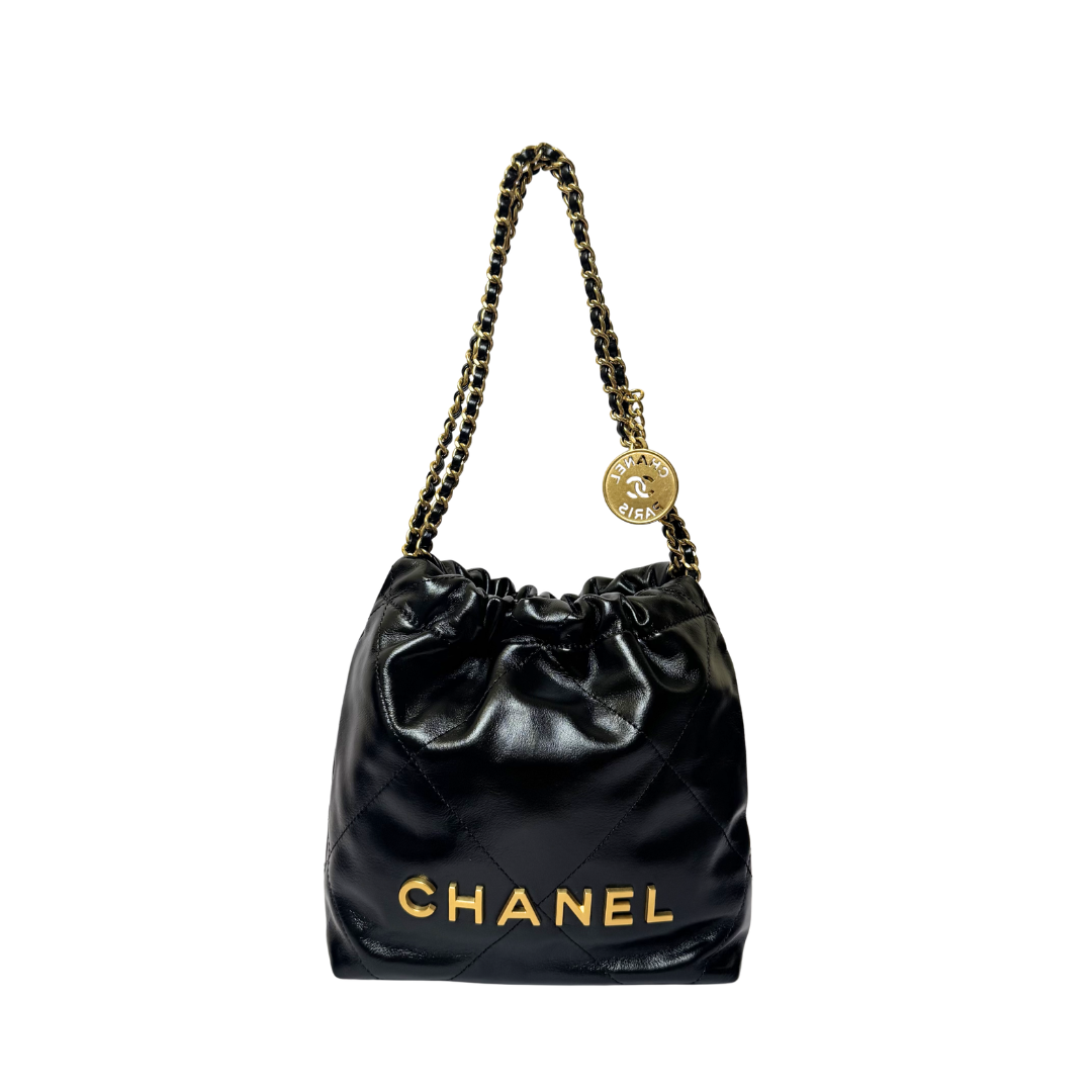 Chanel 22 Mini Bag in Black Calfskin Leather