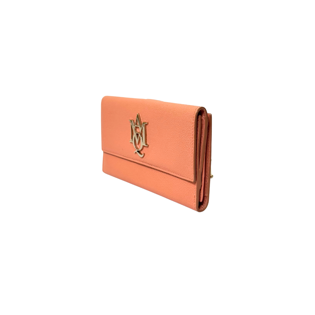 Alexander McQueen Insignia Wallet in Coral Pink Leather