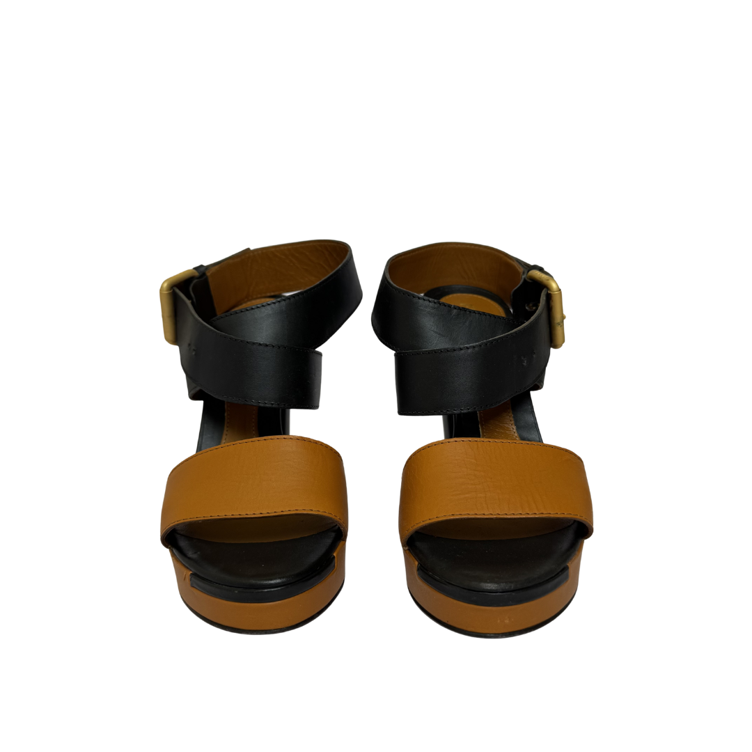 Fendi Black & Honey Colorblock Kansas Sandals - Size 37