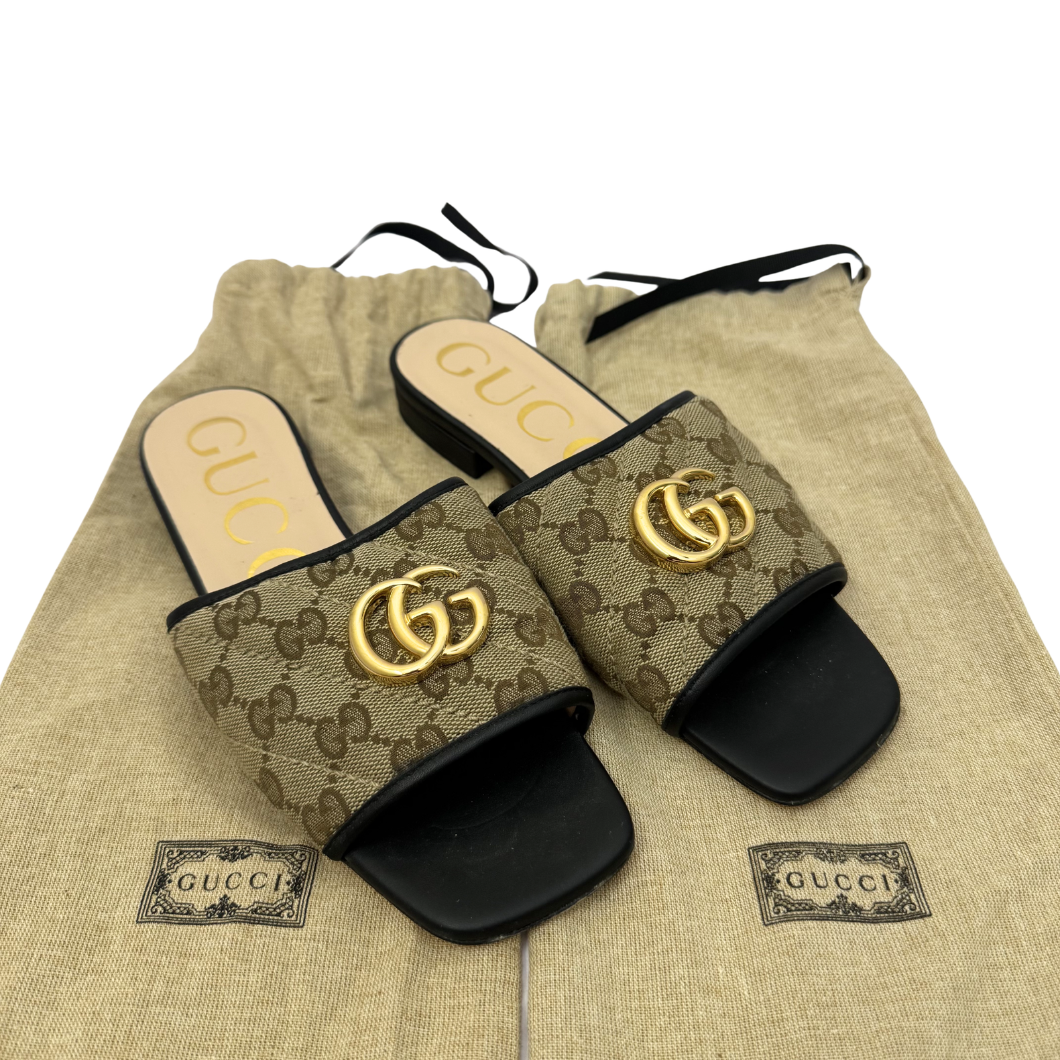 Gucci GG Marmont Matelassé Slides - Size 35.5