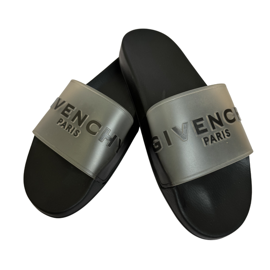 Givenchy Paris Logo Rubber Slides in Black – Size 41