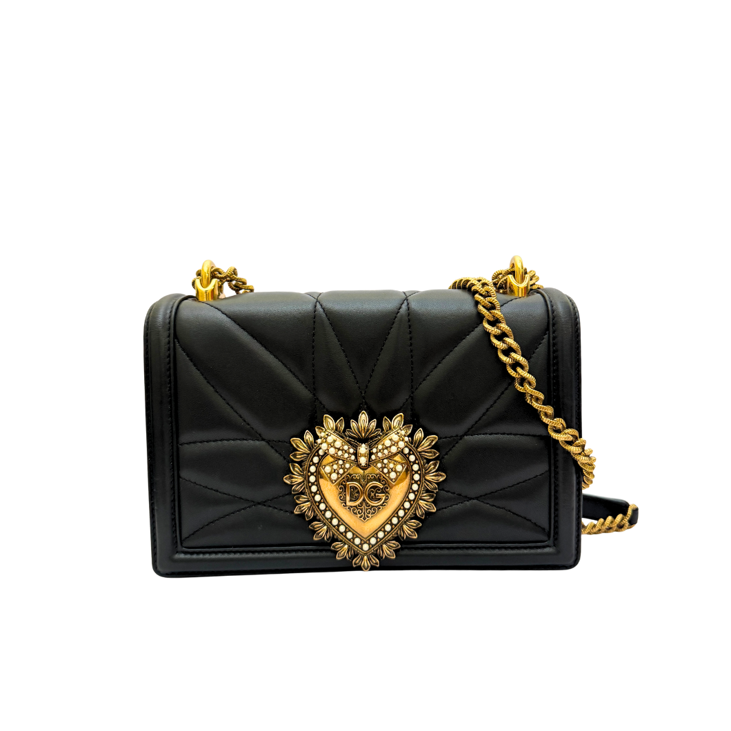 Dolce & Gabbana Devotion Bag in Black Quilted Leather