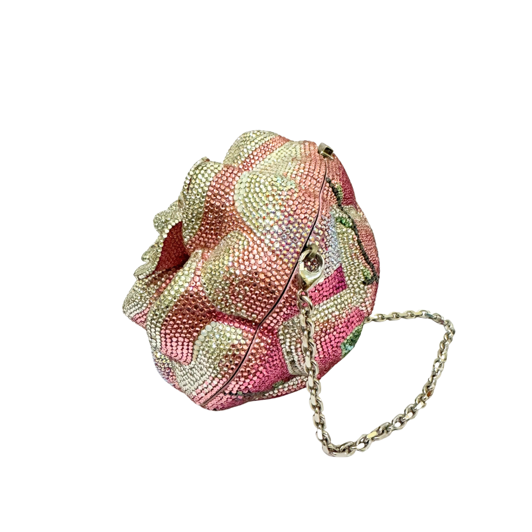 Judith Leiber Flower Minaudière Clutch in Rose Crystal