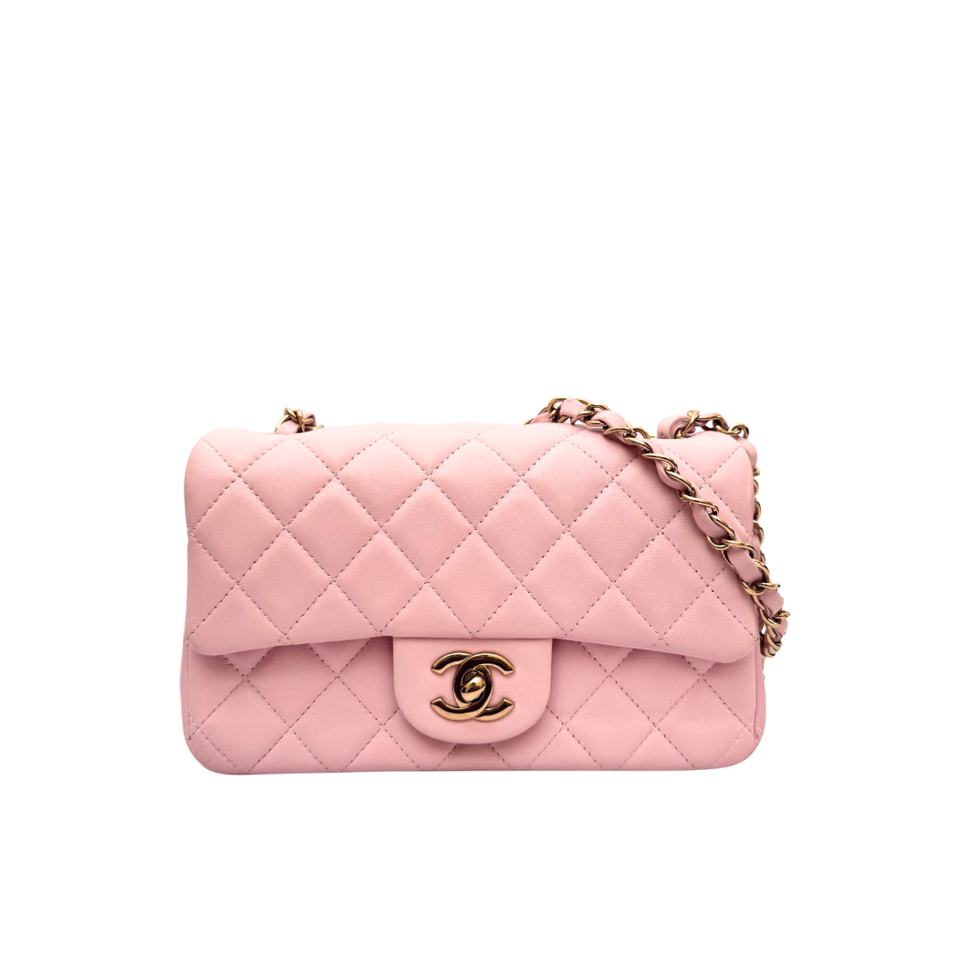 Chanel 21P Rose Dragée Mini Rectangular Flap Bag