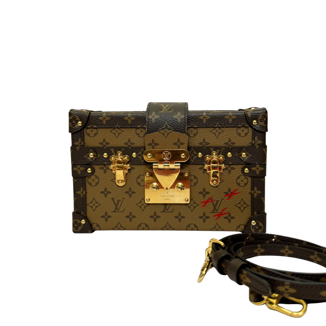 Louis Vuitton Petite Malle in Reverse Monogram Canvas with Gold Hardware