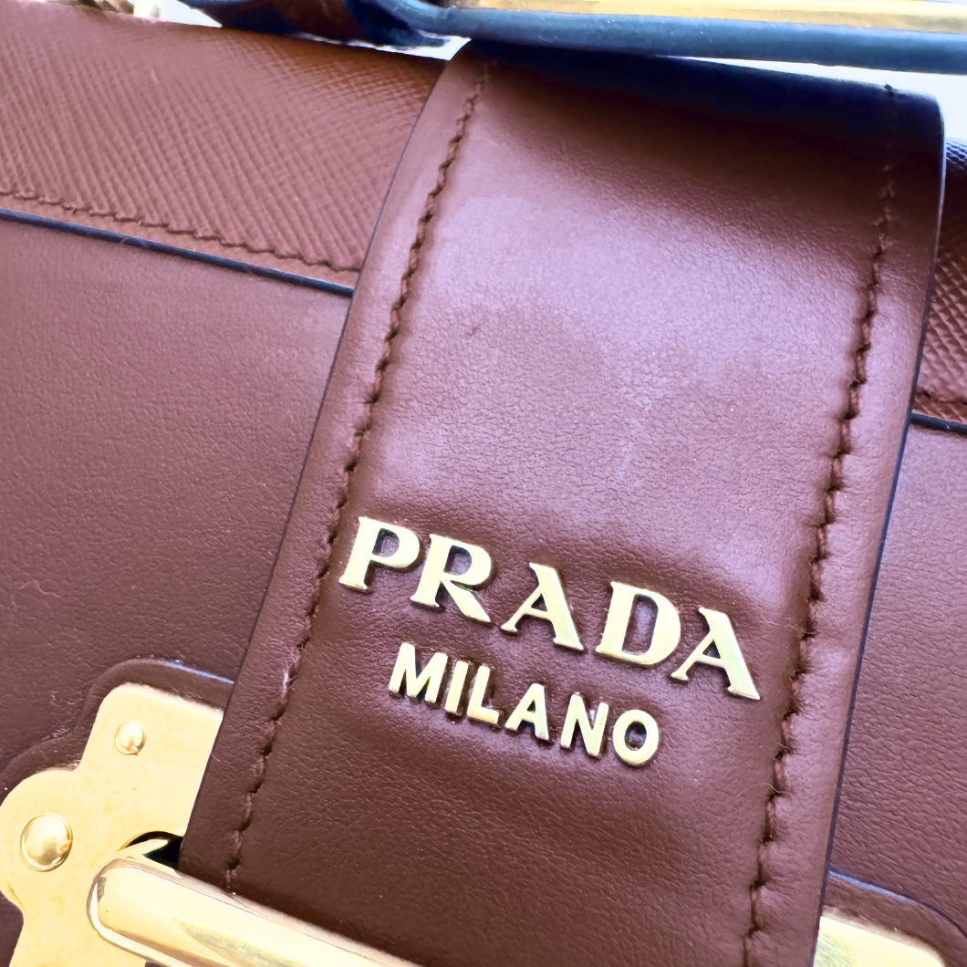 Prada Cahier Shoulder Bag in Burgundy Leather