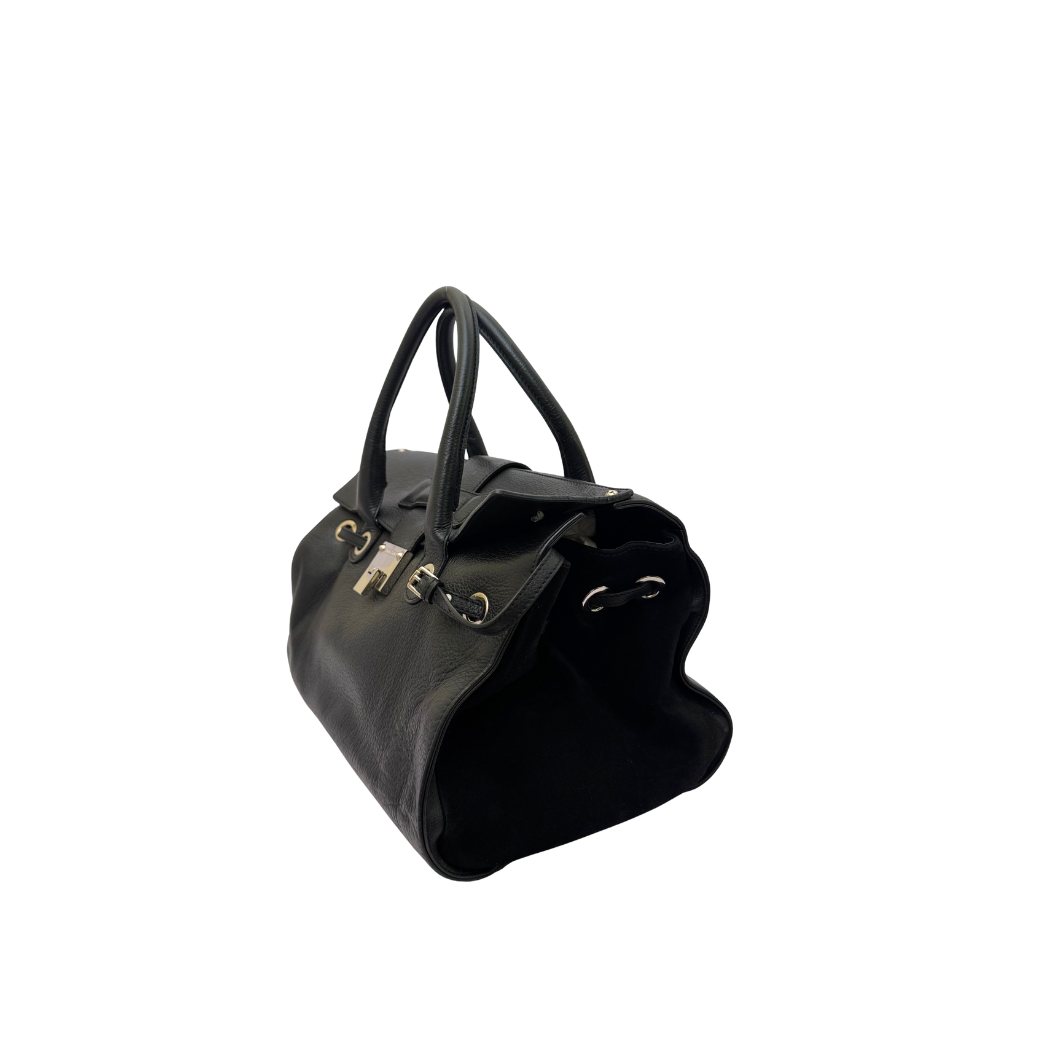 Jimmy Choo Rosalie Satchel in Black Grained Leather