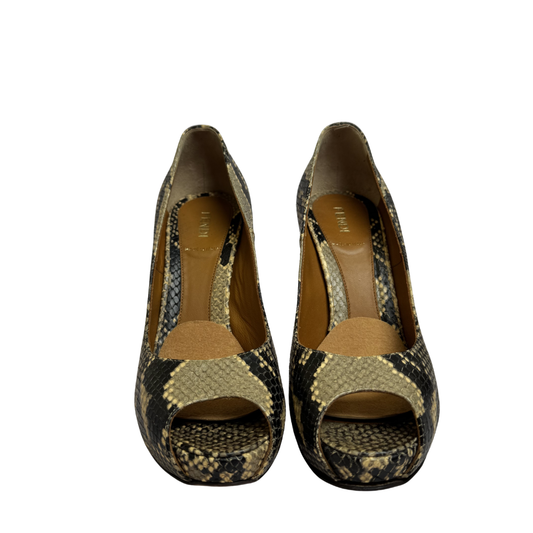 Fendi Brown Python Embossed Leather Peeptoes - Size 37