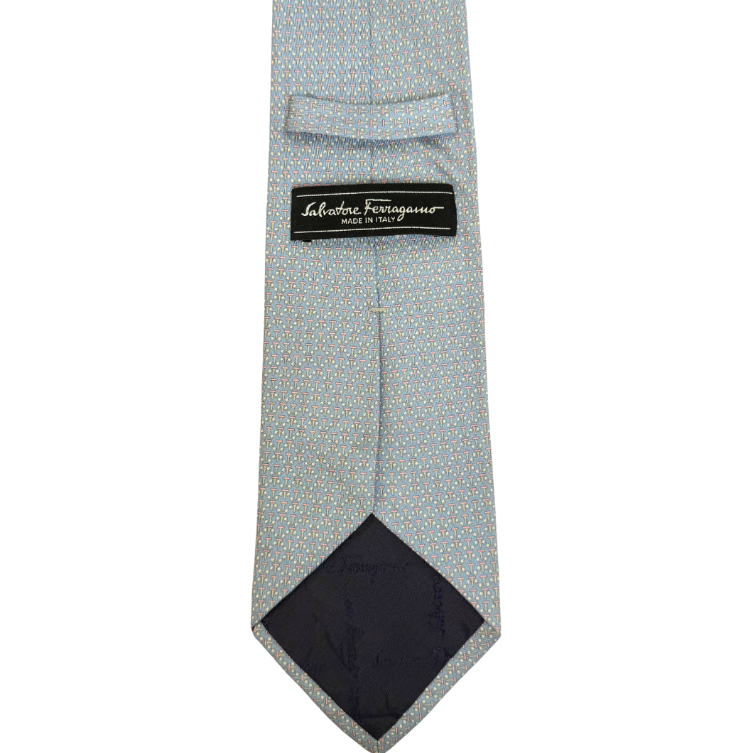 Salvatore Ferragamo Sky Blue Silk Necktie