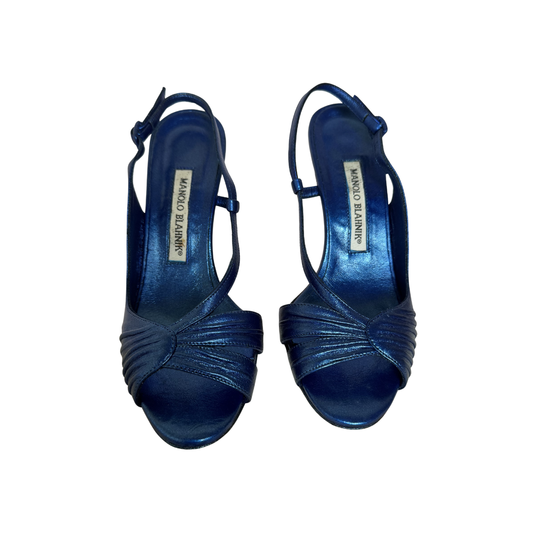 Manolo Blahnik Vierasan Pleated Crossover Strap Sandals
