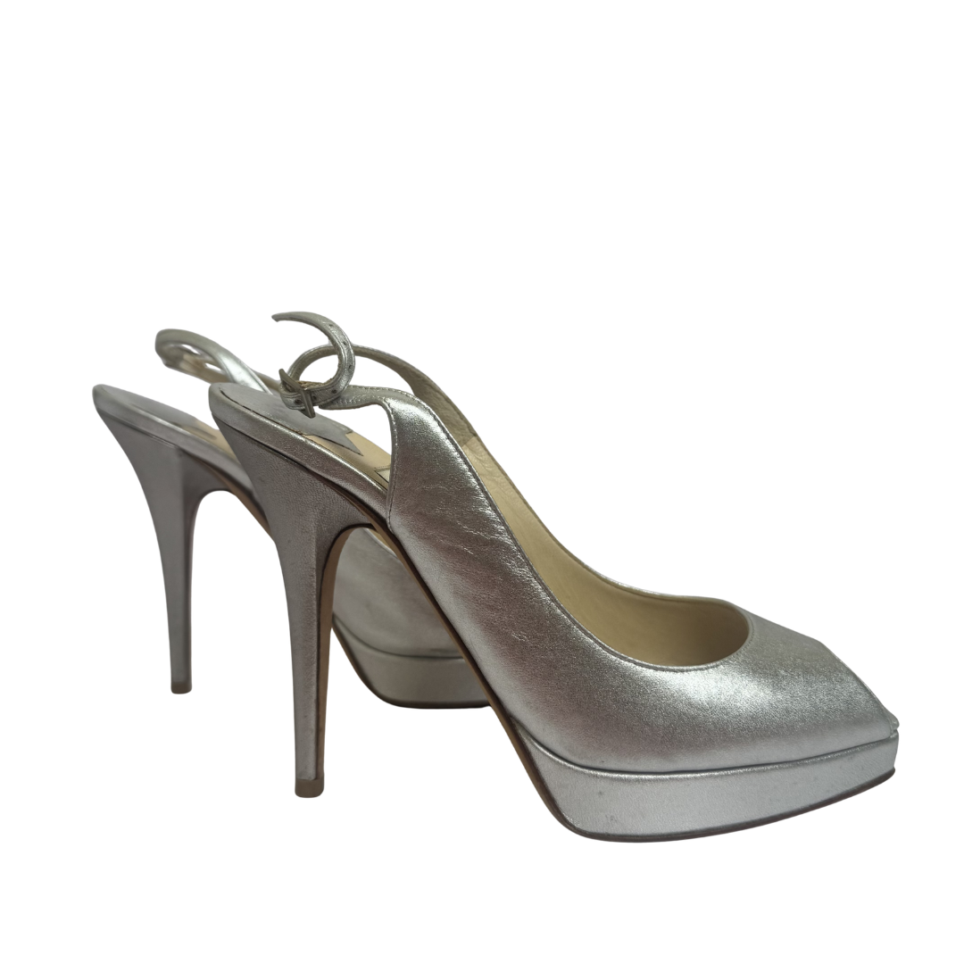 Jimmy Choo Metallic Slingbacks - Size 37