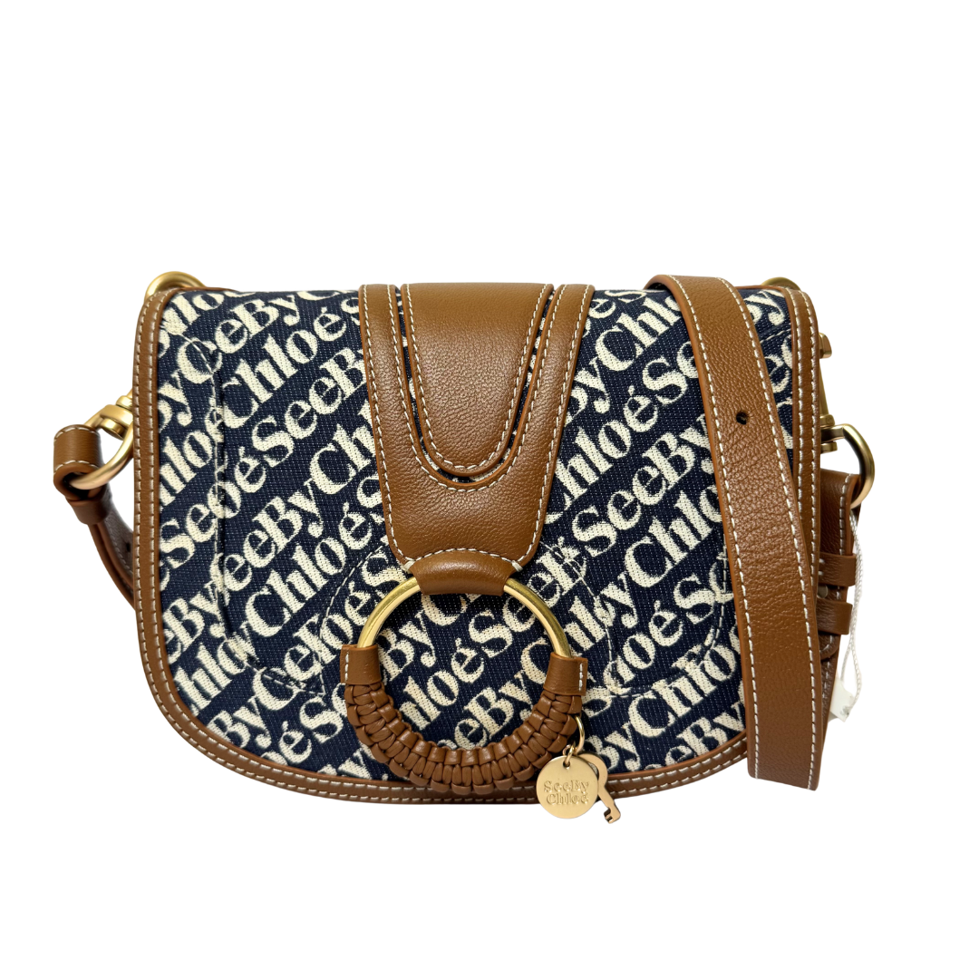 See by Chloé Hana Bag in Navy Monogram Canvas