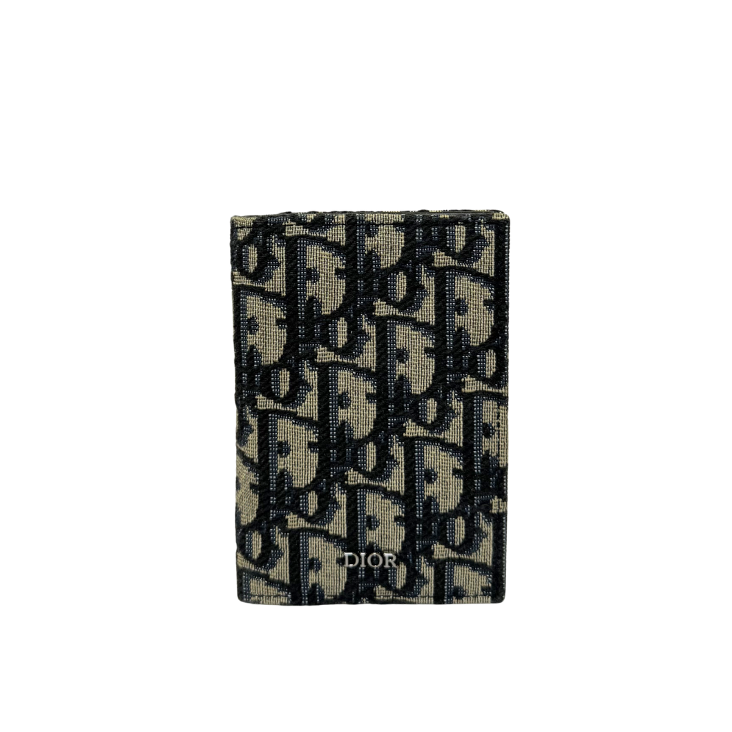 Dior Men's Bi-Fold Oblique Jacquard Card Holder