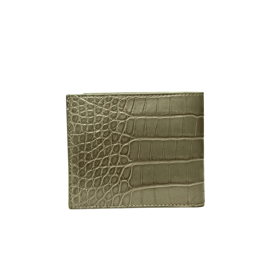 Loro Piana Bifold Wallet in Olive Green Alligator Leather