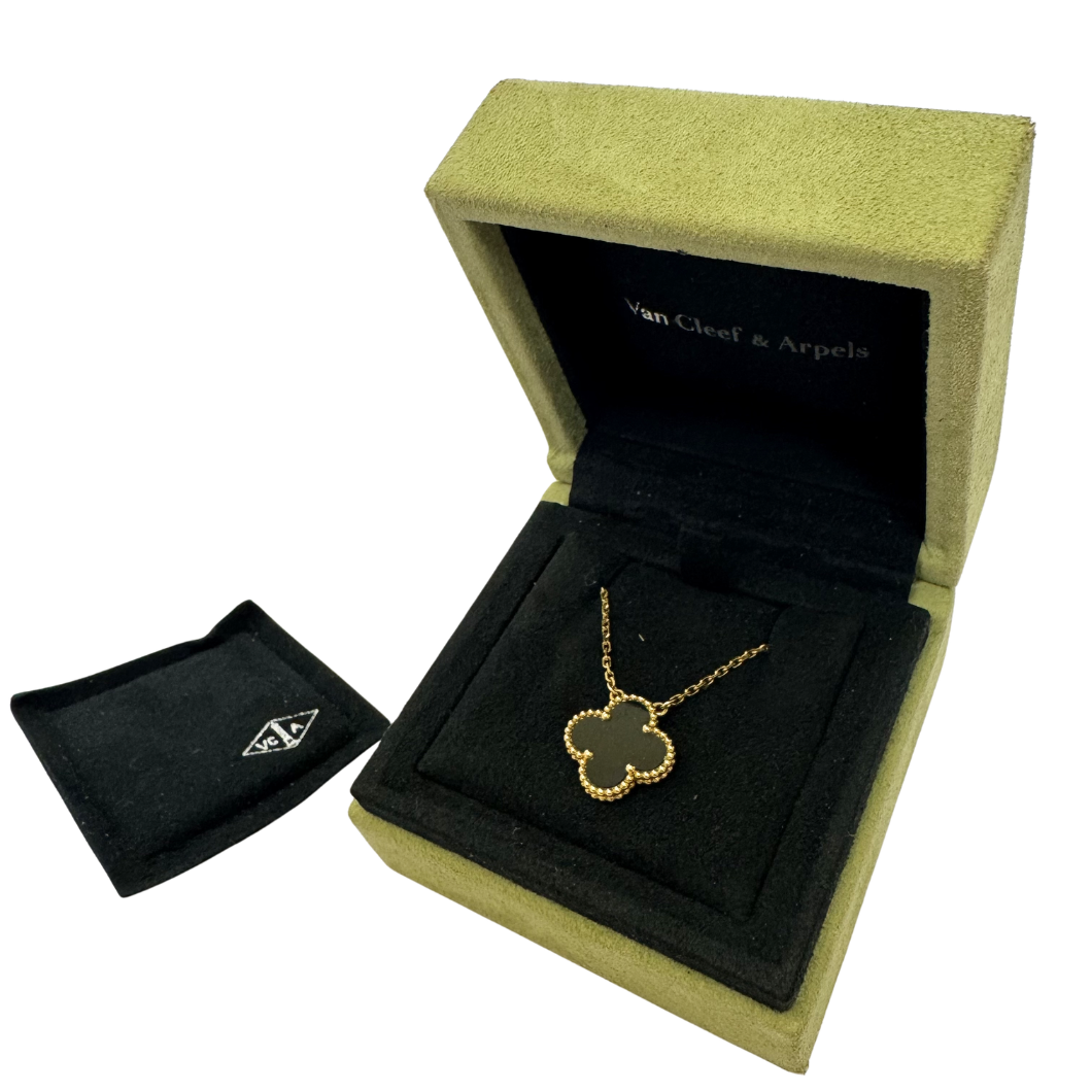 Van Cleef & Arpels Onyx Pendant Necklace in Yellow Gold