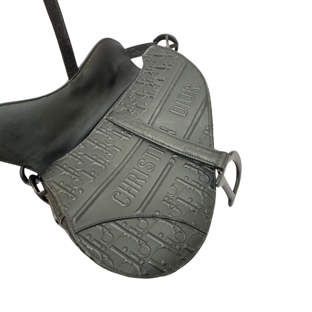 Dior Saddle Bag in Black Oblique Embossed Calfskin