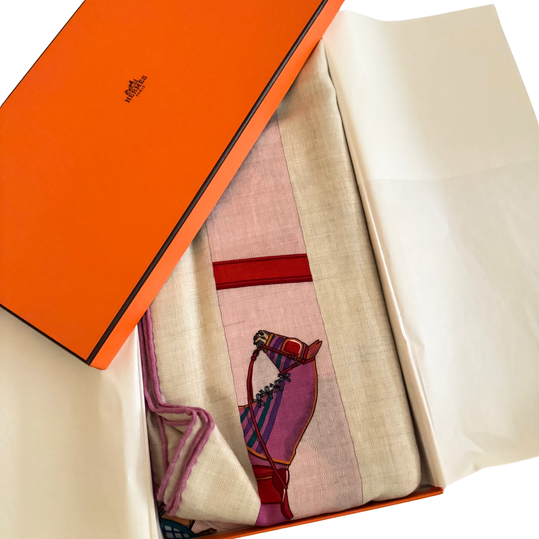 Hermès Carré Jean 140 Cashmere and Silk Shawl in Beige