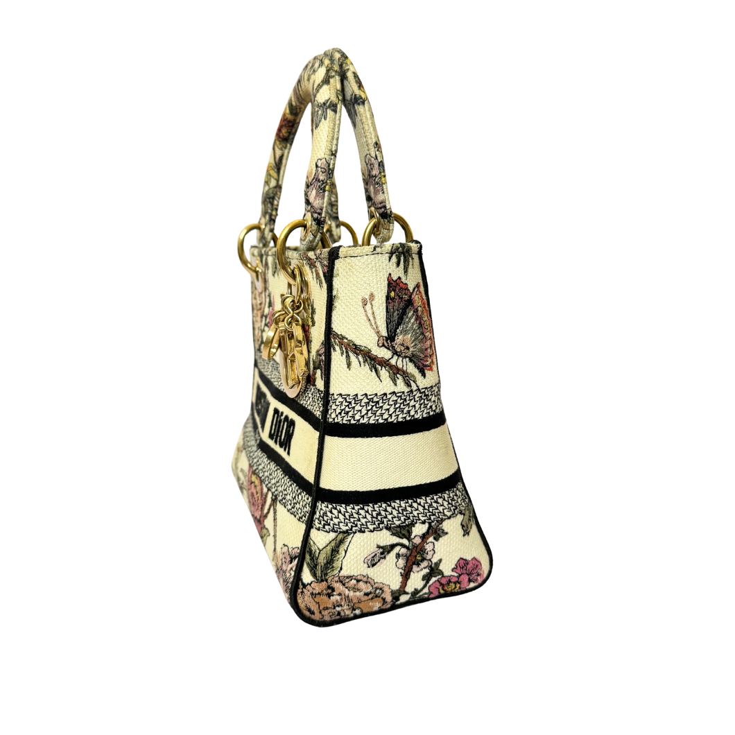 Christian Dior Lady D-Lite Bag in Ivory Floral Embroidery