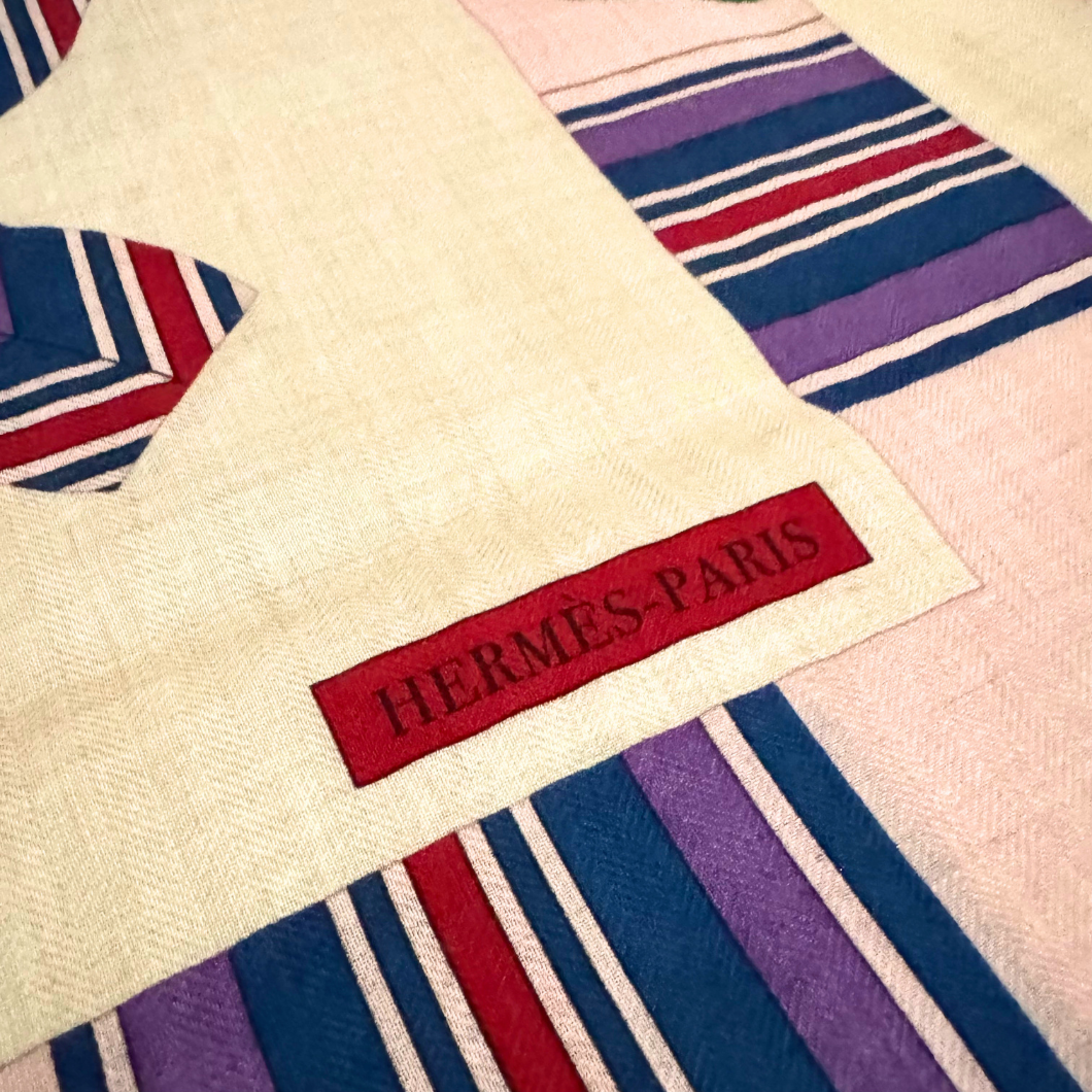 Hermès Carré Jean 140 Cashmere and Silk Shawl in Beige