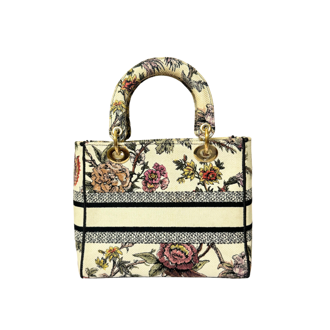 Christian Dior Lady D-Lite Bag in Ivory Floral Embroidery