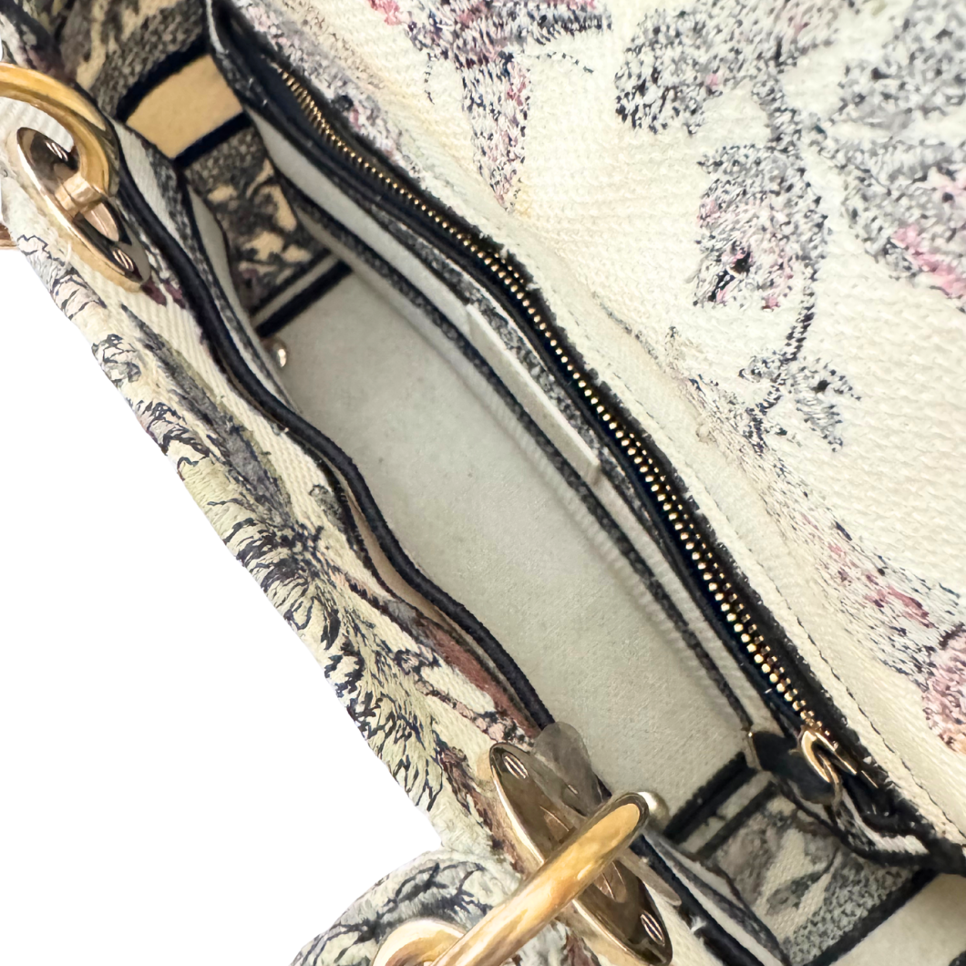 Christian Dior Lady D-Lite Bag in Ivory Floral Embroidery