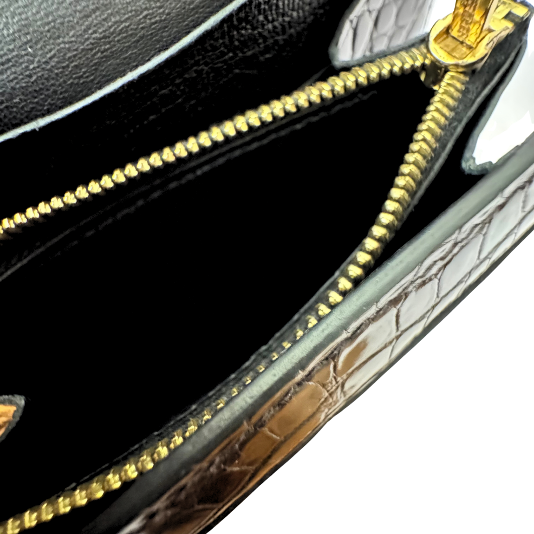 Hermès Constance Compact Wallet in Black Alligator