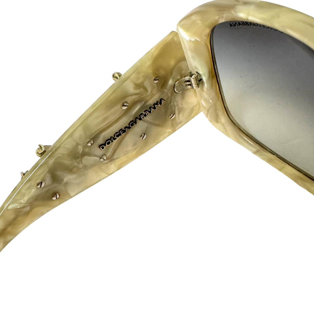 Dolce & Gabbana Oversized Sunglasses in Ivory Marble